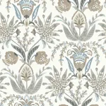 Inspired by Color Seaside Jacobean - Taupe & Blue Wallpaper | Buy Online Inspired by Color Seaside Jacobean wallpaper, color Taupe & Blue, SKU MN1915