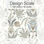 Inspired by Color Seaside Jacobean - Taupe & Blue Wallpaper | Buy Online Inspired by Color Seaside Jacobean wallpaper, color Taupe & Blue, SKU MN1915