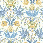 Inspired by Color Seaside Jacobean wallpaper, color Yellow & Blue, SKU MN1913