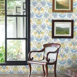 Inspired by Color Seaside Jacobean wallpaper, color Yellow & Blue, SKU MN1913