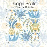 Inspired by Color Seaside Jacobean wallpaper, color Yellow & Blue, SKU MN1913