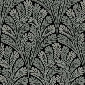 Inspired by Color Shell Damask wallpaper, color Black, SKU BW3951