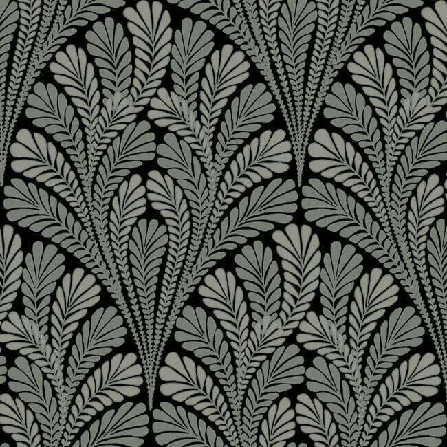 Inspired by Color Shell Damask wallpaper, color Black, SKU BW3951