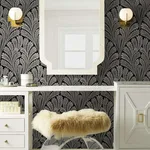 Inspired by Color Shell Damask - Black Wallpaper | Buy Online Inspired by Color Shell Damask wallpaper, color Black, SKU BW3951