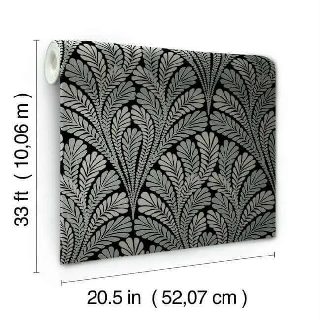 Inspired by Color Shell Damask - Black Wallpaper | Buy Online Inspired by Color Shell Damask wallpaper, color Black, SKU BW3951