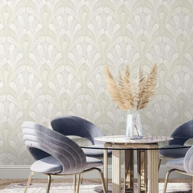 Inspired by Color Shell Damask - Grey Wallpaper | Buy Online Inspired by Color Shell Damask wallpaper, color Grey, SKU DM5022