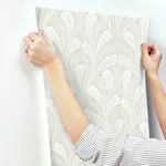 Inspired by Color Shell Damask - Grey Wallpaper | Buy Online Inspired by Color Shell Damask wallpaper, color Grey, SKU DM5022