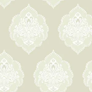 Inspired by Color Signet Medallion Damask wallpaper, color Beige, SKU DM4983