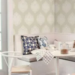 Inspired by Color Signet Medallion Damask - Beige Wallpaper | Buy Online Inspired by Color Signet Medallion Damask wallpaper, color Beige, SKU DM4983