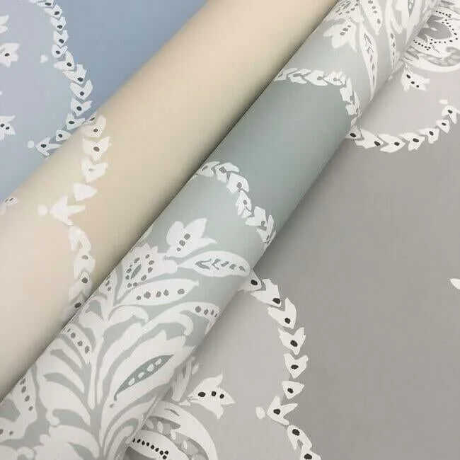 Inspired by Color Signet Medallion Damask - Beige Wallpaper | Buy Online Inspired by Color Signet Medallion Damask wallpaper, color Beige, SKU DM4983
