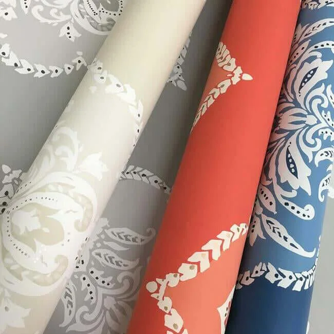 Inspired by Color Signet Medallion Damask - Beige Wallpaper | Buy Online Inspired by Color Signet Medallion Damask wallpaper, color Beige, SKU DM4983