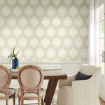 Inspired by Color Signet Medallion Damask - Beige Wallpaper | Buy Online Inspired by Color Signet Medallion Damask wallpaper, color Beige, SKU DM4983