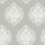 Inspired by Color Signet Medallion Damask - Grey Wallpaper | Buy Online Inspired by Color Signet Medallion Damask wallpaper, color Grey, SKU DM4984