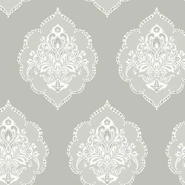 DM4984 | Signet Medallion Damask – Grey