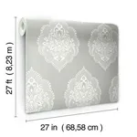 Inspired by Color Signet Medallion Damask - Grey Wallpaper | Buy Online Inspired by Color Signet Medallion Damask wallpaper, color Grey, SKU DM4984