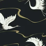 Inspired by Color Soaring Cranes - Black & Gold Wallpaper | Buy Online Inspired by Color Soaring Cranes wallpaper, color Black & Gold, SKU BW3871