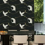 Inspired by Color Soaring Cranes - Black & Gold Wallpaper | Buy Online Inspired by Color Soaring Cranes wallpaper, color Black & Gold, SKU BW3871