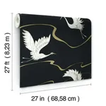Inspired by Color Soaring Cranes - Black & Gold Wallpaper | Buy Online Inspired by Color Soaring Cranes wallpaper, color Black & Gold, SKU BW3871