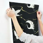 Inspired by Color Soaring Cranes - Black & Gold Wallpaper | Buy Online Inspired by Color Soaring Cranes wallpaper, color Black & Gold, SKU BW3871