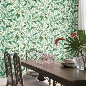 Inspired by Color Tropical Love Birds wallpaper, color White & Aqua, SKU TC2654
