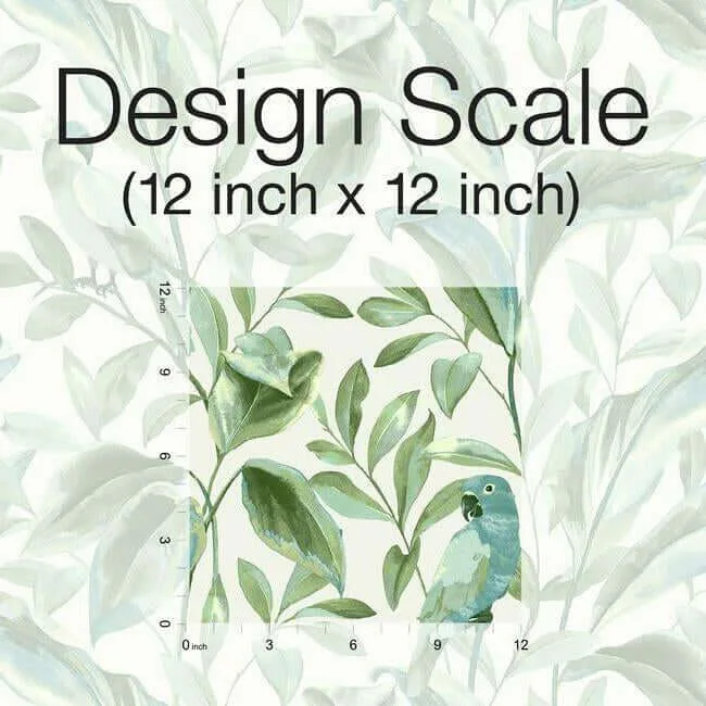 Inspired by Color Tropical Love Birds wallpaper, color White & Aqua, SKU TC2654