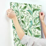 Inspired by Color Tropical Love Birds wallpaper, color White & Aqua, SKU TC2654
