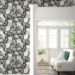 Inspired by Color Vincent Poppies - Black & Cream Wallpaper | Buy Online Inspired by Color Vincent Poppies wallpaper, color Black & Cream, SKU BW3981