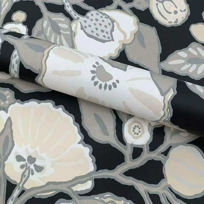 Inspired by Color Vincent Poppies - Black & Cream Wallpaper | Buy Online Inspired by Color Vincent Poppies wallpaper, color Black & Cream, SKU BW3981