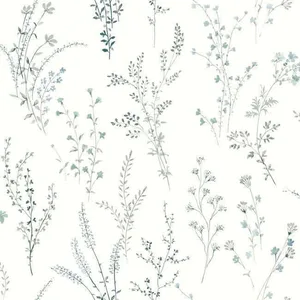Inspired by Color Wildflower Sprigs wallpaper, color Blue & Green, SKU FH4027