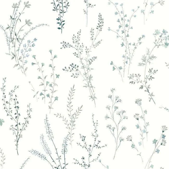 Inspired by Color Wildflower Sprigs wallpaper, color Blue & Green, SKU FH4027