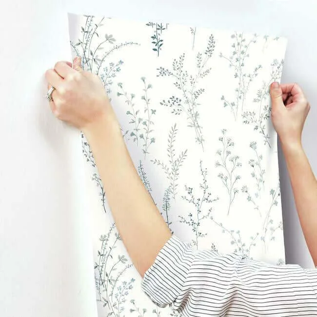 Inspired by Color Wildflower Sprigs - Blue & Green Wallpaper | Buy Online Inspired by Color Wildflower Sprigs wallpaper, color Blue & Green, SKU FH4027