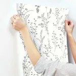 Inspired by Color Wildflower Sprigs wallpaper, color Black & White, SKU FH4026
