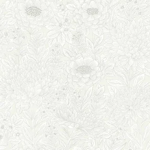 Inspired by Color Wood Block Blooms wallpaper, color Cream, SKU BW3921
