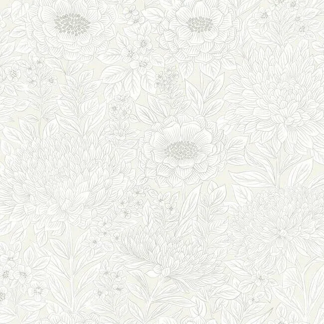 Inspired by Color Wood Block Blooms wallpaper, color Cream, SKU BW3921