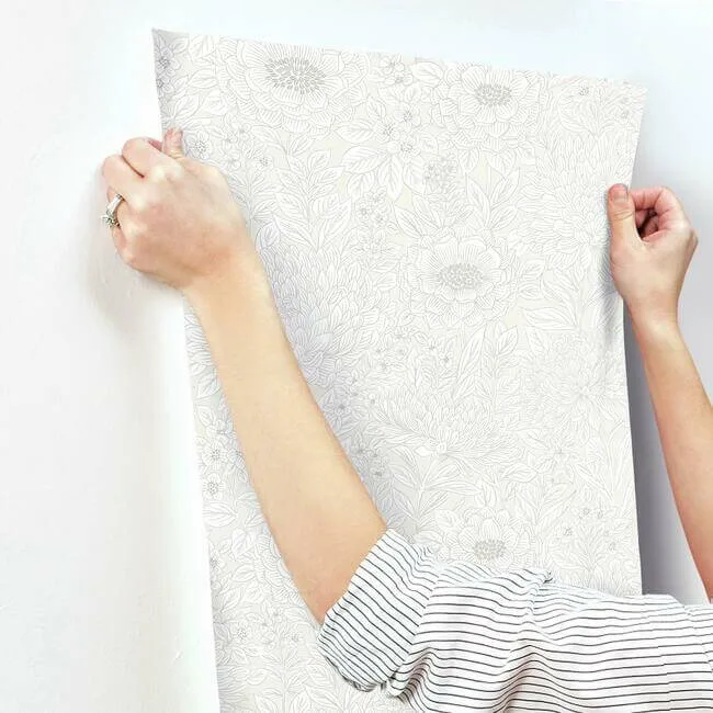Inspired by Color Wood Block Blooms - Cream Wallpaper | Buy Online Inspired by Color Wood Block Blooms wallpaper, color Cream, SKU BW3921