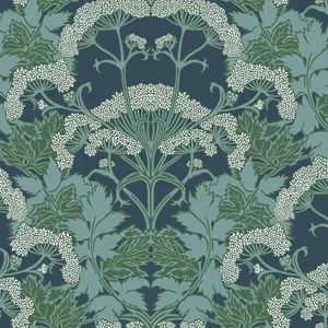 Inspired by Color Yarrow Nouveau wallpaper, color Blue & Green, SKU NV5558