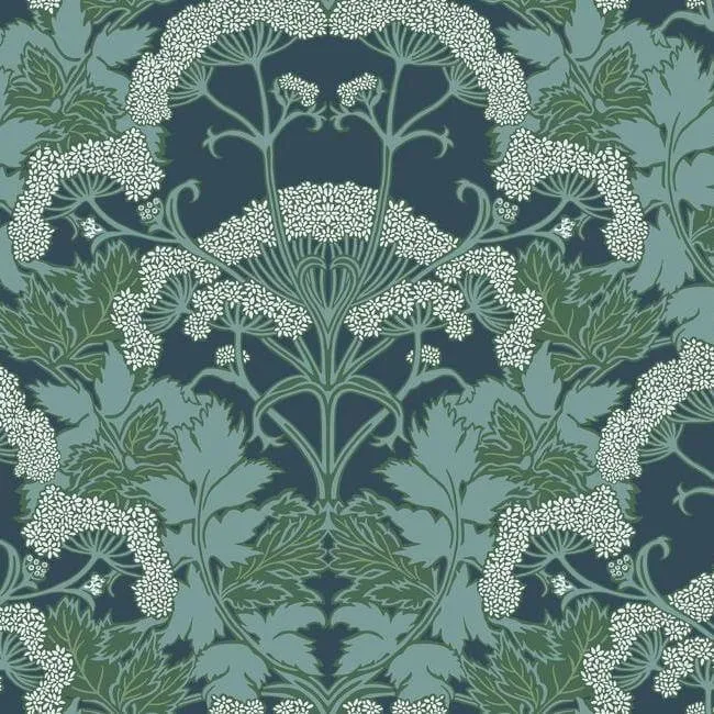 Inspired by Color Yarrow Nouveau wallpaper, color Blue & Green, SKU NV5558