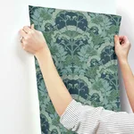 Inspired by Color Yarrow Nouveau wallpaper, color Blue & Green, SKU NV5558