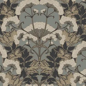 Inspired by Color Yarrow Nouveau wallpaper, color Charcoal & Gold, SKU NV5557
