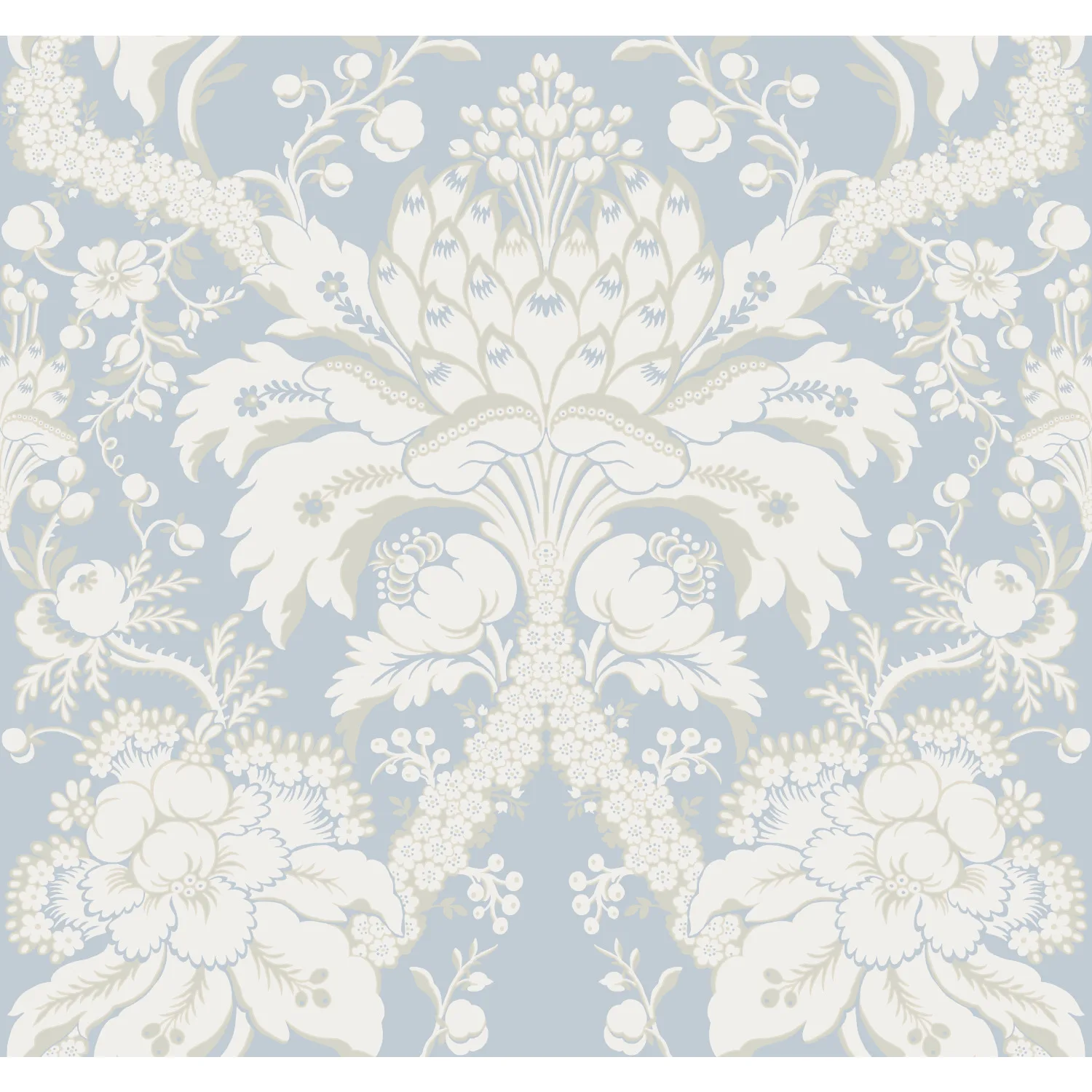 Kravet Design Damask Resource Library W3890 in Light Blue & Beige (W3890.1516.0)