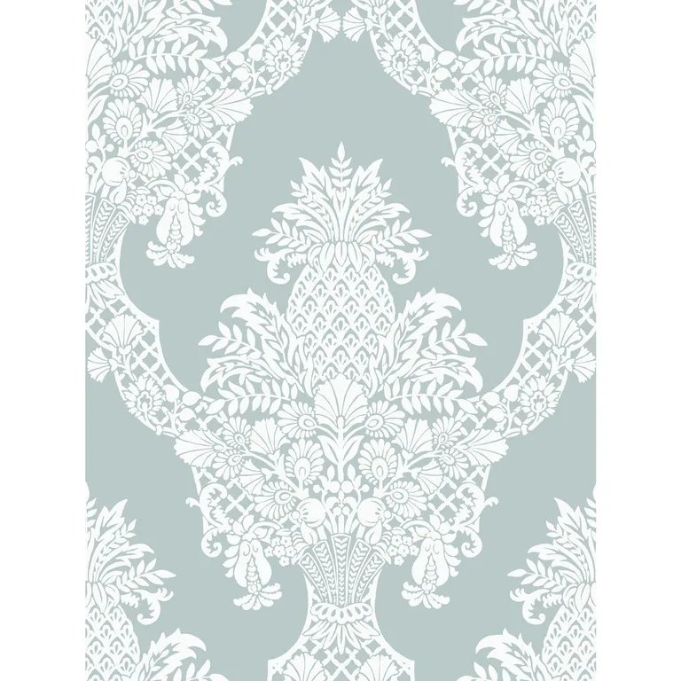 Kravet Design Damask Resource Library W3892 in Turquoise & White (W3892.113.0)