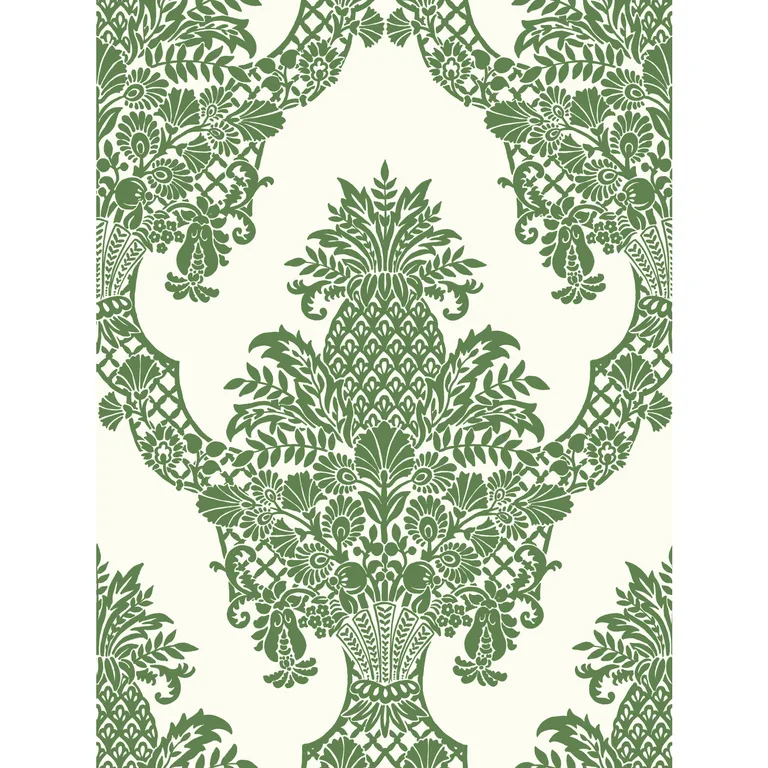 Kravet Design Damask Resource Library W3892 in Green & White (W3892.3.0)