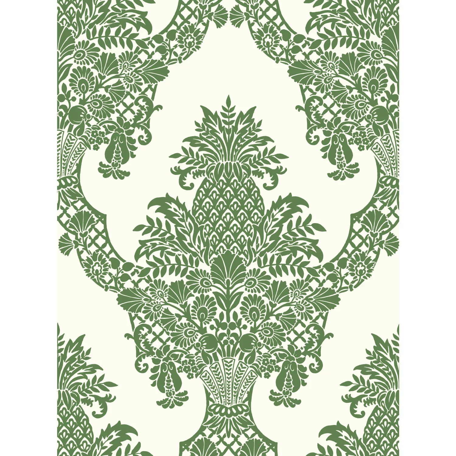 Kravet Design Damask Resource Library W3892 in Green & White (W3892.3.0)