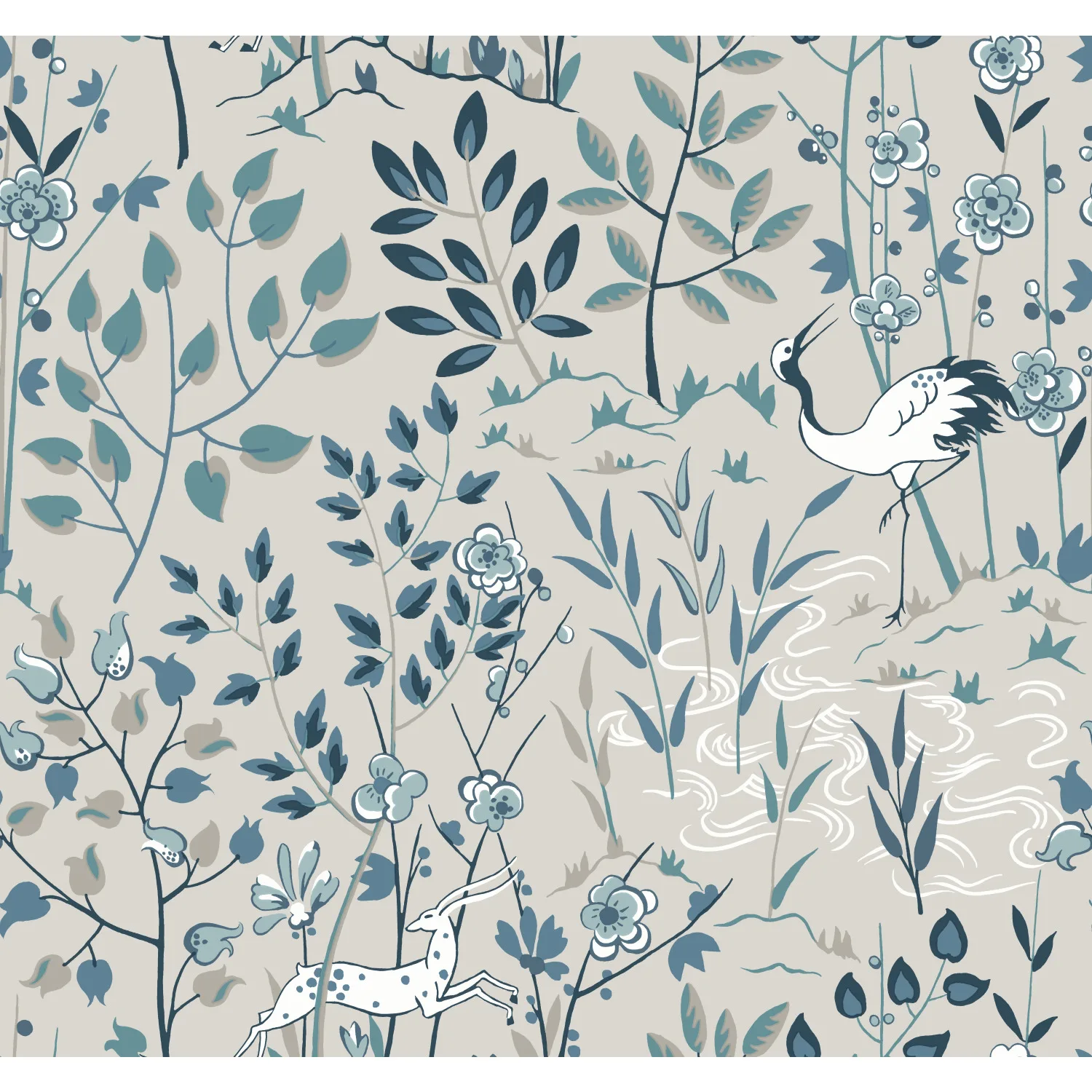 Kravet Design Ronald Redding Traveler W3912 in Ivory & Teal (W3912.135.0)