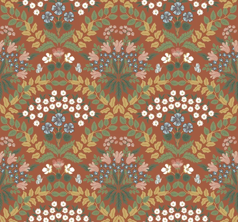 Kravet Design Rifle Paper Co Second Edition W3941 in Rust & Green (W3941.630.0)