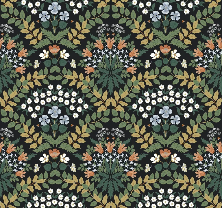 Kravet Design Rifle Paper Co Second Edition W3941 in Black & Green (W3941.830.0)
