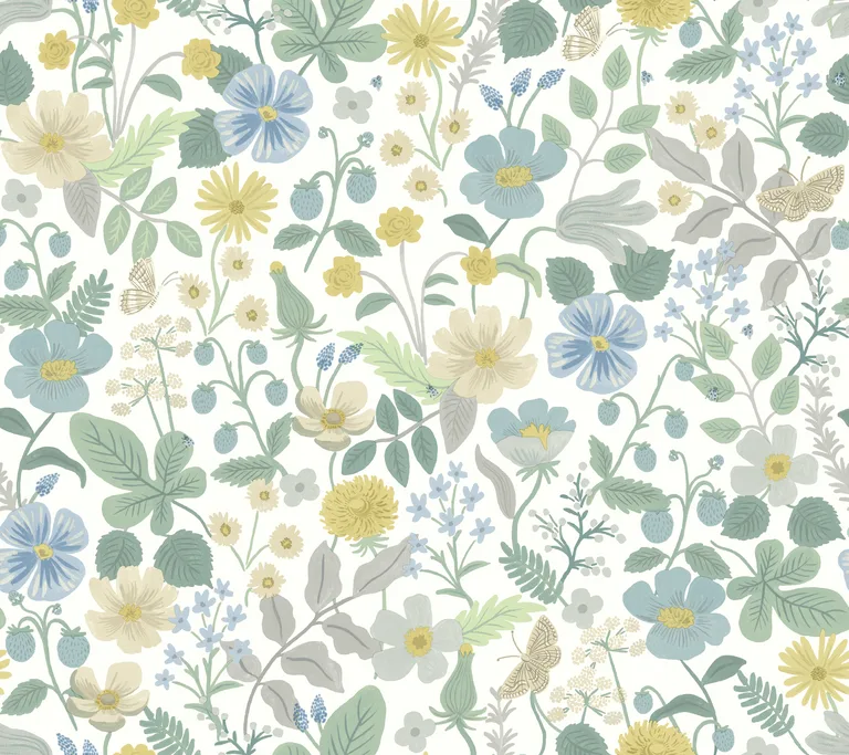 Kravet Design Rifle Paper Co Second Edition W3943 in Blue & Yellow (W3943.153.0)