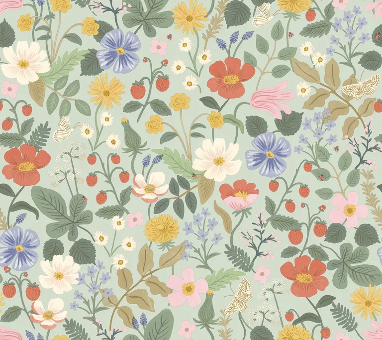 Kravet Design Rifle Paper Co Second Edition W3943 in Green & Red (W3943.194.0)