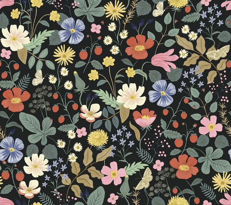 Kravet Design Rifle Paper Co Second Edition W3943 in Black & Red (W3943.819.0)