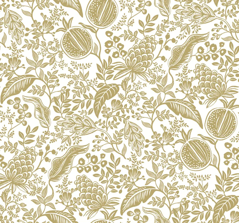 Kravet Design Rifle Paper Co Second Edition W3944 in Gold & White (W3944.4.0)